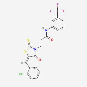 molecular formula C20H14ClF3N2O2S2 B3713268 3-[5-(2-chlorobenzylidene)-4-oxo-2-thioxo-1,3-thiazolidin-3-yl]-N-[3-(trifluoromethyl)phenyl]propanamide 