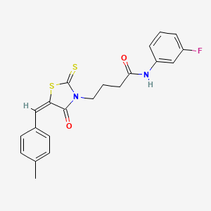 molecular formula C21H19FN2O2S2 B3713287 N-(3-fluorophenyl)-4-[5-(4-methylbenzylidene)-4-oxo-2-thioxo-1,3-thiazolidin-3-yl]butanamide 