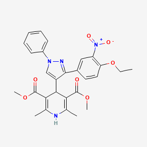 3,5-DIMETHYL 4-[3-(4-ETHOXY-3-NITROPHENYL)-1-PHENYL-1H-PYRAZOL-4-YL]-2,6-DIMETHYL-1,4-DIHYDROPYRIDINE-3,5-DICARBOXYLATE