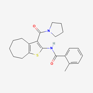 molecular formula C22H26N2O2S B3713303 2-METHYL-N-[3-(PYRROLIDINE-1-CARBONYL)-4H,5H,6H,7H,8H-CYCLOHEPTA[B]THIOPHEN-2-YL]BENZAMIDE 