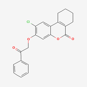 molecular formula C21H17ClO4 B3713316 2-CHLORO-3-(2-OXO-2-PHENYLETHOXY)-6H,7H,8H,9H,10H-CYCLOHEXA[C]CHROMEN-6-ONE 