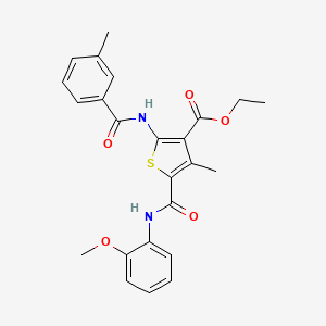 molecular formula C24H24N2O5S B3713322 Ethyl 5-[(2-methoxyphenyl)carbamoyl]-4-methyl-2-(3-methylbenzamido)thiophene-3-carboxylate 