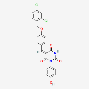 molecular formula C24H16Cl2N2O5 B3713333 (5E)-5-[[4-[(2,4-dichlorophenyl)methoxy]phenyl]methylidene]-1-(4-hydroxyphenyl)-1,3-diazinane-2,4,6-trione 