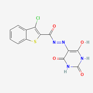 3-chloro-N'-(2,4,6-trioxotetrahydro-5(2H)-pyrimidinylidene)-1-benzothiophene-2-carbohydrazide