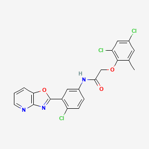 molecular formula C21H14Cl3N3O3 B3713344 N-[4-chloro-3-([1,3]oxazolo[4,5-b]pyridin-2-yl)phenyl]-2-(2,4-dichloro-6-methylphenoxy)acetamide 