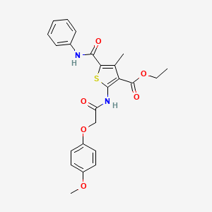 Ethyl 2-[2-(4-methoxyphenoxy)acetamido]-4-methyl-5-(phenylcarbamoyl)thiophene-3-carboxylate