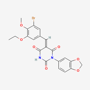 (5E)-1-(2H-1,3-BENZODIOXOL-5-YL)-5-[(3-BROMO-5-ETHOXY-4-METHOXYPHENYL)METHYLIDENE]-1,3-DIAZINANE-2,4,6-TRIONE