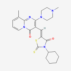 3-[(Z)-(3-cyclohexyl-4-oxo-2-thioxo-1,3-thiazolidin-5-ylidene)methyl]-9-methyl-2-(4-methyl-1-piperazinyl)-4H-pyrido[1,2-a]pyrimidin-4-one