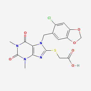 molecular formula C17H15ClN4O6S B3713375 ({7-[(6-chloro-1,3-benzodioxol-5-yl)methyl]-1,3-dimethyl-2,6-dioxo-2,3,6,7-tetrahydro-1H-purin-8-yl}thio)acetic acid 