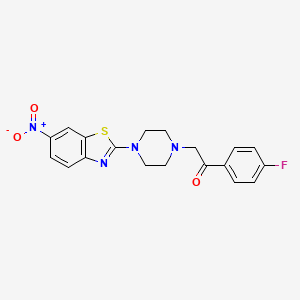 molecular formula C19H17FN4O3S B3713381 1-(4-Fluorophenyl)-2-[4-(6-nitro-1,3-benzothiazol-2-yl)piperazin-1-yl]ethanone 