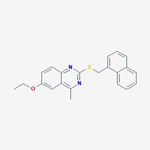 molecular formula C22H20N2OS B3713404 6-Ethoxy-4-methyl-2-[(1-naphthylmethyl)sulfanyl]quinazoline 