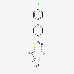 molecular formula C18H16ClN3OS2 B3713426 (5E)-2-[4-(4-chlorophenyl)piperazin-1-yl]-5-[(thiophen-2-yl)methylidene]-4,5-dihydro-1,3-thiazol-4-one 