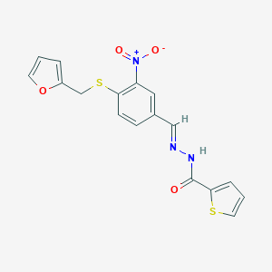 molecular formula C17H13N3O4S2 B371350 N'-{4-[(2-furylmethyl)sulfanyl]-3-nitrobenzylidene}-2-thiophenecarbohydrazide CAS No. 328263-28-1