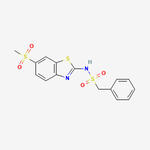 molecular formula C15H14N2O4S3 B3713503 N-[6-(methylsulfonyl)-1,3-benzothiazol-2-yl]-1-phenylmethanesulfonamide 