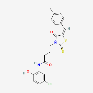 molecular formula C21H19ClN2O3S2 B3713516 N-(5-chloro-2-hydroxyphenyl)-4-[5-(4-methylbenzylidene)-4-oxo-2-thioxo-1,3-thiazolidin-3-yl]butanamide 