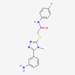 molecular formula C17H16FN5OS B3713559 2-[[5-(3-aminophenyl)-4-methyl-1,2,4-triazol-3-yl]sulfanyl]-N-(4-fluorophenyl)acetamide 