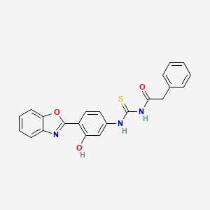 molecular formula C22H17N3O3S B3713598 N-{[4-(1,3-benzoxazol-2-yl)-3-hydroxyphenyl]carbamothioyl}-2-phenylacetamide 