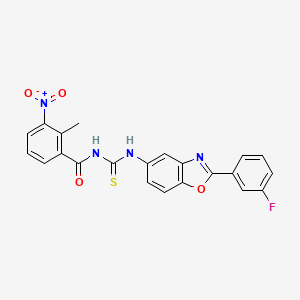 molecular formula C22H15FN4O4S B3713616 N-{[2-(3-fluorophenyl)-1,3-benzoxazol-5-yl]carbamothioyl}-2-methyl-3-nitrobenzamide 