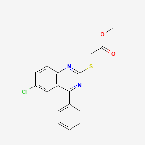 molecular formula C18H15ClN2O2S B3713646 Ethyl 2-(6-chloro-4-phenylquinazolin-2-ylthio)acetate 