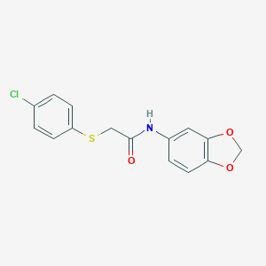 molecular formula C15H12ClNO3S B371365 N-(1,3-苯并二氧杂环-5-基)-2-[(4-氯苯基)硫代]乙酰胺 CAS No. 298218-05-0