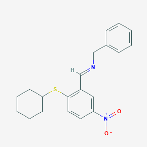 molecular formula C20H22N2O2S B371369 N-((2-(环己基硫烷基)-5-硝基苯基)亚甲基)(苯基)甲胺 CAS No. 331462-42-1