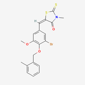 (5E)-5-{3-bromo-5-methoxy-4-[(2-methylbenzyl)oxy]benzylidene}-3-methyl-2-thioxo-1,3-thiazolidin-4-one