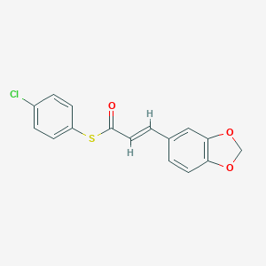 molecular formula C16H11ClO3S B371372 S-(4-clorofenil) (E)-3-(1,3-benzodioxol-5-il)prop-2-enatioato CAS No. 298215-57-3