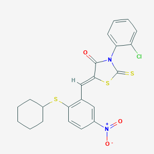 molecular formula C22H19ClN2O3S3 B371376 3-(2-氯苯基)-5-{2-(环己基硫基)-5-硝基亚苄基}-2-硫代-1,3-噻唑烷-4-酮 CAS No. 298215-87-9