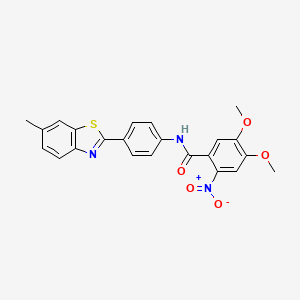 4,5-dimethoxy-N-[4-(6-methyl-1,3-benzothiazol-2-yl)phenyl]-2-nitrobenzamide