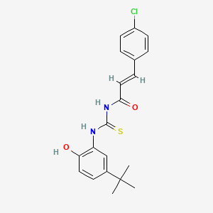 molecular formula C20H21ClN2O2S B3713778 (2E)-N-[(5-tert-butyl-2-hydroxyphenyl)carbamothioyl]-3-(4-chlorophenyl)prop-2-enamide 