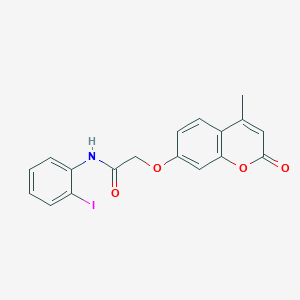 molecular formula C18H14INO4 B3713835 N-(2-iodophenyl)-2-((4-methyl-2-oxo-2H-chromen-7-yl)oxy)acetamide 