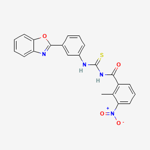 molecular formula C22H16N4O4S B3713848 N-{[3-(1,3-benzoxazol-2-yl)phenyl]carbamothioyl}-2-methyl-3-nitrobenzamide 