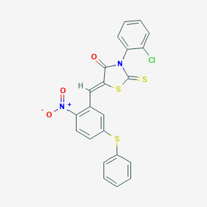 molecular formula C22H13ClN2O3S3 B371385 3-(2-Chlorophenyl)-5-[2-nitro-5-(phenylsulfanyl)benzylidene]-2-thioxo-1,3-thiazolidin-4-one 