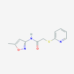 molecular formula C11H11N3O2S B371388 N-(5-methyl-1,2-oxazol-3-yl)-2-(pyridin-2-ylsulfanyl)acetamide CAS No. 297149-96-3