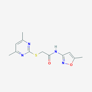 molecular formula C12H14N4O2S B371392 N-(5-méthyl-1,2-oxazol-3-yl)-2-[(4,6-diméthylpyrimidin-2-yl)sulfanyl]acétamide CAS No. 297150-03-9