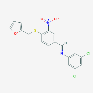 molecular formula C18H12Cl2N2O3S B371393 N-(3,5-二氯苯基)-1-[4-(呋喃-2-基甲硫基)-3-硝基苯基]甲亚胺 CAS No. 256521-69-4