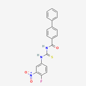 molecular formula C20H14FN3O3S B3713940 N-{[(4-fluoro-3-nitrophenyl)amino]carbonothioyl}-4-biphenylcarboxamide 