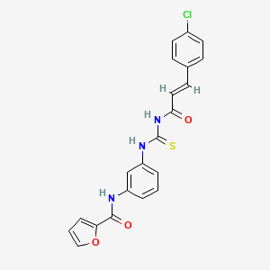 molecular formula C21H16ClN3O3S B3713957 N-[3-({[(2E)-3-(4-chlorophenyl)prop-2-enoyl]carbamothioyl}amino)phenyl]furan-2-carboxamide 