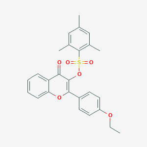 molecular formula C26H24O6S B371399 2-(4-Ethoxyphenyl)-4-oxo-4H-chromen-3-yl 2,4,6-trimethylbenzenesulfonate CAS No. 298217-84-2