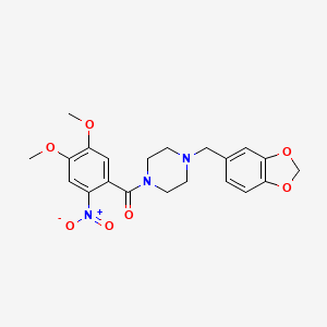 molecular formula C21H23N3O7 B3713991 [4-(1,3-BENZODIOXOL-5-YLMETHYL)PIPERAZINO](4,5-DIMETHOXY-2-NITROPHENYL)METHANONE 