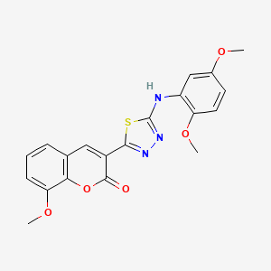 molecular formula C20H17N3O5S B3714012 3-[5-(2,5-Dimethoxyanilino)-1,3,4-thiadiazol-2-yl]-8-methoxychromen-2-one 