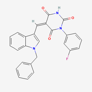 molecular formula C26H18FN3O3 B3714025 5-[(1-benzyl-1H-indol-3-yl)methylene]-1-(3-fluorophenyl)-2,4,6(1H,3H,5H)-pyrimidinetrione 