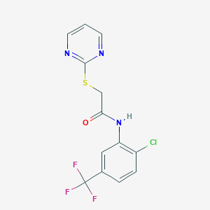molecular formula C13H9ClF3N3OS B371403 N-[2-Chloro-5-(trifluoromethyl)phenyl]-2-(pyrimidin-2-ylsulfanyl)acetamide 