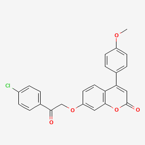 molecular formula C24H17ClO5 B3714069 7-[2-(4-chlorophenyl)-2-oxoethoxy]-4-(4-methoxyphenyl)-2H-chromen-2-one 