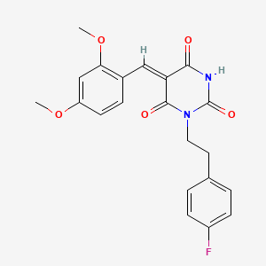 molecular formula C21H19FN2O5 B3714076 (5Z)-5-[(2,4-dimethoxyphenyl)methylidene]-1-[2-(4-fluorophenyl)ethyl]-1,3-diazinane-2,4,6-trione 