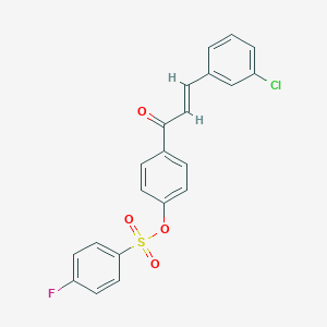 molecular formula C21H14ClFO4S B371408 4-[3-(3-Chlorophenyl)acryloyl]phenyl 4-fluorobenzene-1-sulfonate CAS No. 298216-08-7