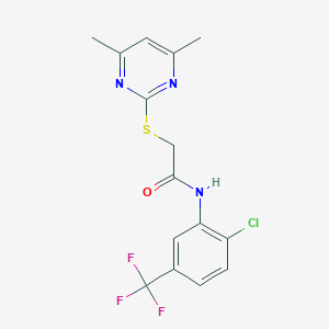 molecular formula C15H13ClF3N3OS B371413 N-(2-氯-5-(三氟甲基)苯基)-2-((4,6-二甲基-2-嘧啶基)硫代)乙酰胺 CAS No. 303090-84-8