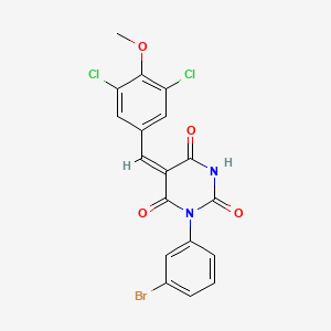 (5E)-1-(3-bromophenyl)-5-(3,5-dichloro-4-methoxybenzylidene)pyrimidine-2,4,6(1H,3H,5H)-trione