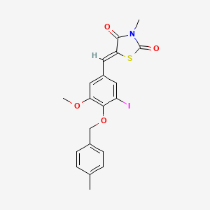 molecular formula C20H18INO4S B3714158 5-{3-iodo-5-methoxy-4-[(4-methylbenzyl)oxy]benzylidene}-3-methyl-1,3-thiazolidine-2,4-dione 