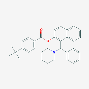 molecular formula C33H35NO2 B371417 4-(terc-butil)benzoato de 1-(fenil(piperidino)metil)-2-naftilo CAS No. 301193-80-6